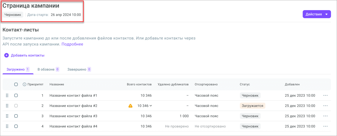Информация о кампании