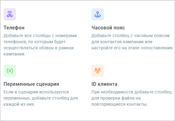 Необходимые столбцы
