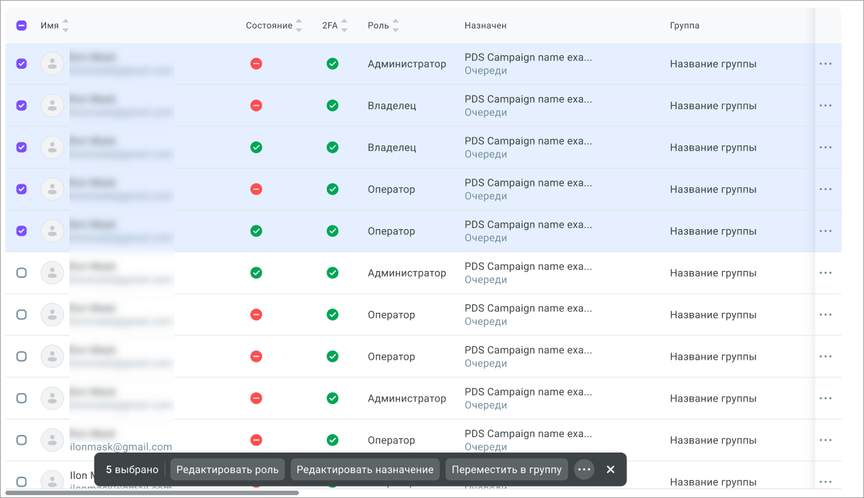 Выбор пользователей Выбор пользователей